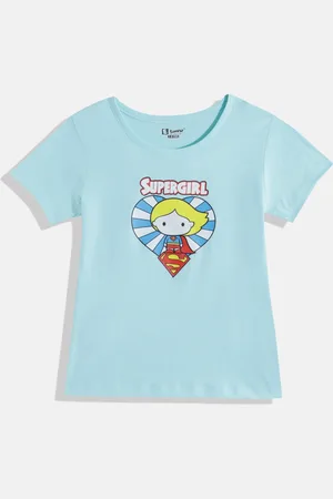 Eteenz Girls Superhero Graphic Printed Pure Cotton T-shirt