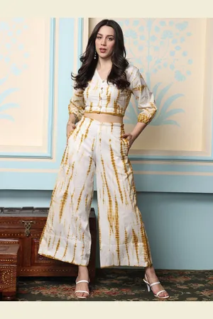 Ishin Dyed Pure Cotton Top With Palazzo Co-Ords