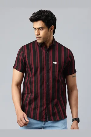 Majestic Men Classic Slim Fit Striped Pure Cotton Casual Shirt