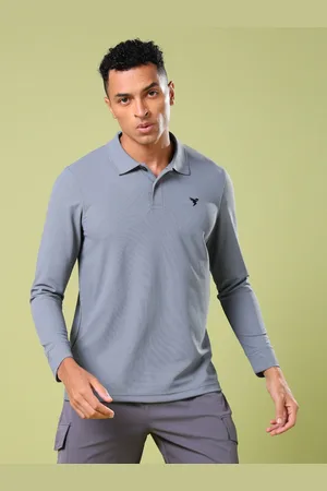 TECHNOSPORT Men UPF50 Solid Polo Collar Slim Fit T-shirt