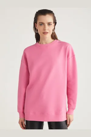 Grimelange Women Solid Round Neck Sweatshirt