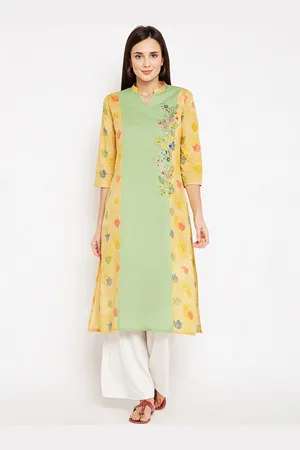 BE INDI Women Yellow Floral Printed Kurta