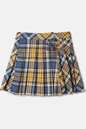 Benetton Girls Checkered Pure Cotton A-Line Skirts