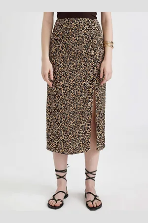 DeFacto Animal Printed Straight Midi Skirt
