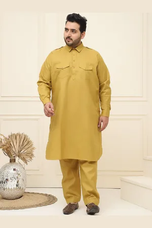 SOJANYA Shirt Collar Pocket Detailing Curved Pathani Kurta With Salwar