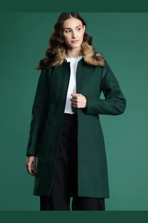 DressBerry Single-Breasted Faux Fur Trim Longline Parka Coat with Belt