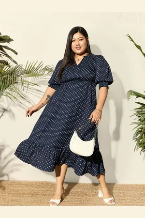 Berrylush Polka Dot Printed A-Line Midi Dress