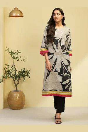 Biba Floral Printed Flared Sleeves A-Line Kurta