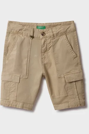 Benetton Boys High-Rise Pure Cotton Cargo Shorts
