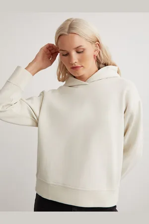 Grimelange Women Solid Hooded Sweatshirt