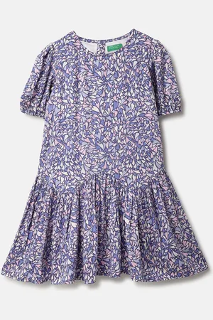 Benetton Girls Floral Print Drop-Waist Dress