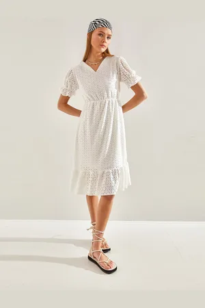 Bianco Lucci Flared Sleeve A-Line Midi Dress