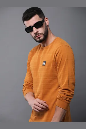 Difference of Opinion Men Solid Popcorn Structure Long Sleeve Crew Neck T-Shirt