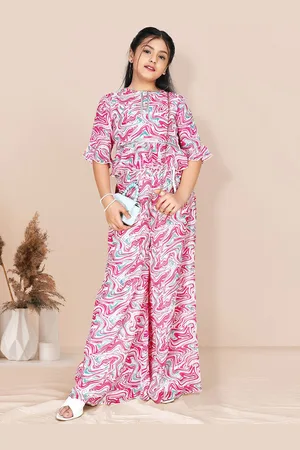 BAESD Girls Abstract Printed Regular Top with Palazzos