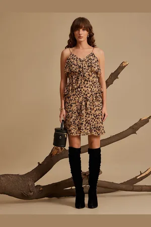 Kazo Women Animal Printed Georgette A-Line Mini Dress