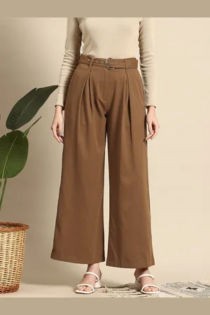 Mast & Harbour Women Pleated Trousers with Belt