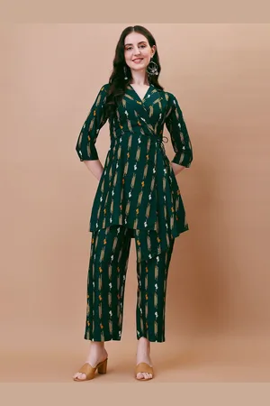 Kalini Striped Shawl Collar Tunic With Trouser