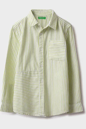Benetton Boys Classic Vertical Striped Cotton Casual Shirt