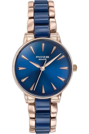 Sonata Women Embellished Dial & Bracelet Style Straps Analogue Watch SP80076KD01WF