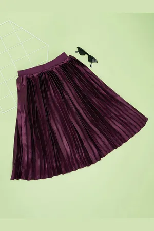 Pantaloons Girls Solid Pleated Knee Length Skirts