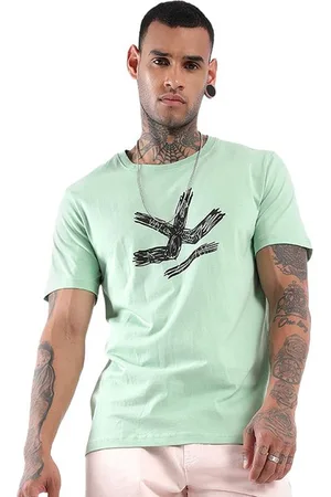 WROGN Men Graphic Printed Round Neck Cotton Slim Fit T-Shirt