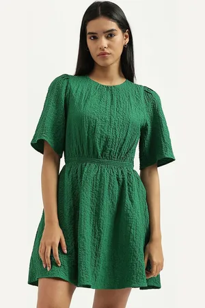 Benetton Flared Sleeve Fit & Flare Dress