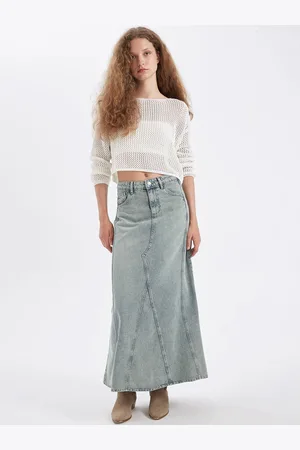 DeFacto Flared Denim Maxi Skirts