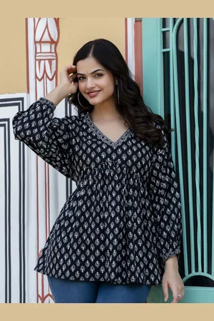 Nayo Women Ethnic Motifs Printed V-Neck Cotton Top