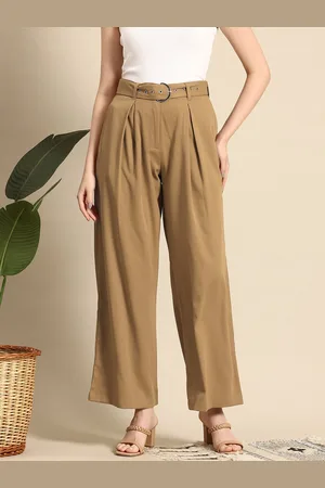 Mast & Harbour Women Pleated Trousers with Belt