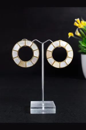 Golden Peacock Gold-Plated Circular Drop Earrings