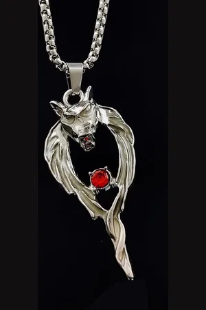 Saizen Men Stainless Steel Silver Plated Rhinestone Studded Dragon Pendant With Chain