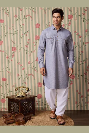 House of Pataudi Textured Shirt Collar Kurta with Salwar