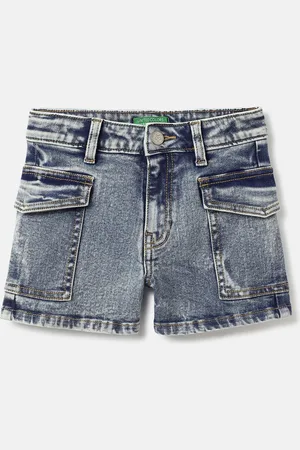 Benetton Girls Washed Regular Fit Denim Shorts