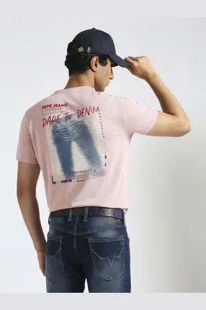Pepe Jeans Men Graphic Printed Round Neck Pure Cotton Slim Fit T-shirt