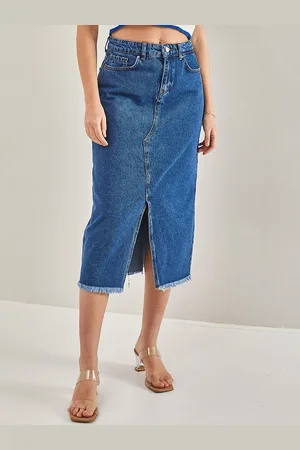 Bianco Lucci Pure Cotton Straight Midi Skirts