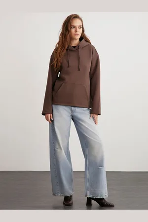 Grimelange Women Solid Hooded Sweatshirt
