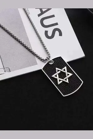 Saizen Men Stainless Steel Silver-Plated Contemporary Antique Pendant With Chain
