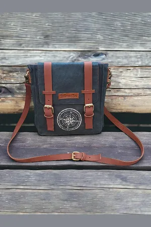 The House of Tara Unisex Blue & Brown Printed Messenger Bag