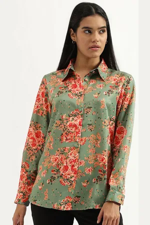 Benetton Women Classic Spread Collar Floral Printed Casual Shirt