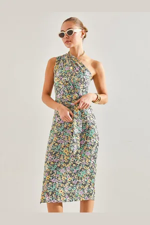 Bianco Lucci Floral Print Sheath Midi Dress