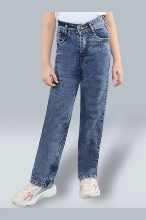 BAESD Girls Straight Fit Heavy Fade High-Rise Jeans