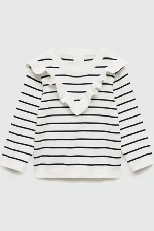 MANGO Girls Striped Ruffle Detail Pullover