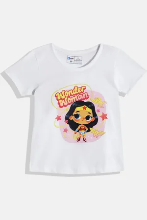 Eteenz Girls Wonder Woman Printed Cotton T-shirt