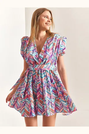 Bianco Lucci Floral Printed Puff Sleeve Fit & Flare Dress