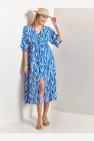 Bianco Lucci Printed Cotton Empire Midi Dress