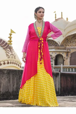 SCAKHI Printed Beads and Stones Ready to Wear Lehenga & Blouse