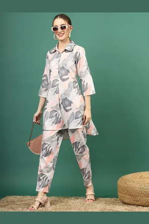 Sangria Printed Shirt Collar Shirt with Trousers