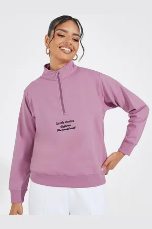 Styli Women Regular Fit Half Zipper Sweatshirt