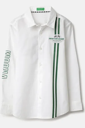 Benetton Boys Classic Spread Collar Solid Cotton Casual Shirt