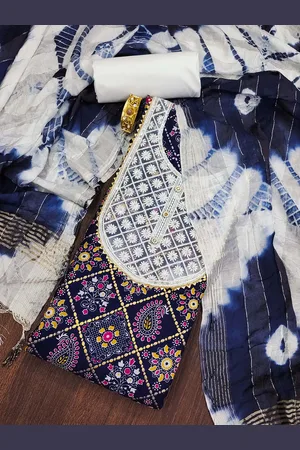 Ishin Floral Embroidered Pure Cotton Unstitched Dress Material